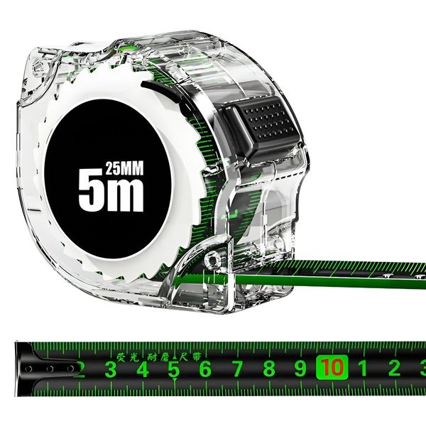 TAŚMA MIERNICZA MIARA MIARKA ZWIJANA 5M 25MM FLUORESCENCYJNA zdjęcie 1