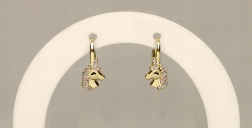 Srebrne kolczyki wiszące jednorożce dla dziewczynki dzieci srebro pozłacane na Arena.pl