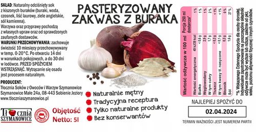 Zakwas z buraków z czosnkiem i przyprawami 5l na Arena.pl