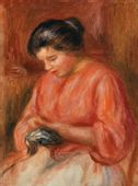 Girl Darning, Pierre-Auguste Renoir - plakat 20x30 cm