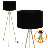 Lampa Podłogowa Trigni Złota Mat 136cm Cerlux Czarny VLORA abażur 40/25