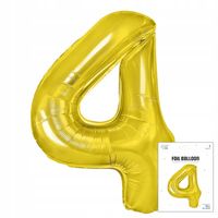 BALON FOLIOWY CYFRĄ CYFERKA 4 ZŁOTA NA IMPREZE URODZINOWĄ PRZYJĘCIE 40cm