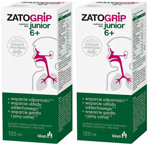 Zatogrip Junior Czarny Bez Pelargonia Afrykańska Wspiera Odpornosć 120 ml zdjęcie 1