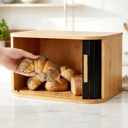 Chlebak bambusowy czarny 33x23x20 cm na Arena.pl