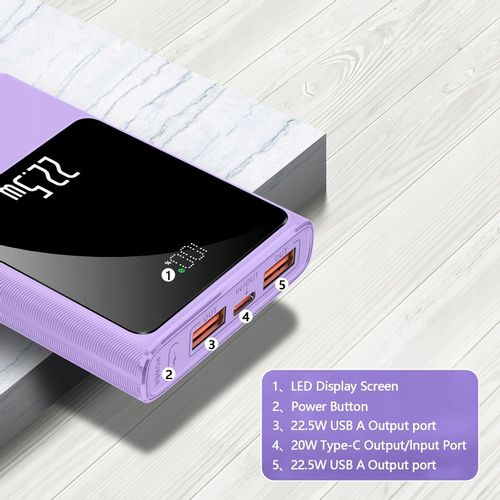 POWERBANK 10000MAH MOCNA SZYBKA ŁADOWARKA 22,5W 2XUSB A/USB-C WYŚWIETLACZ L na Arena.pl
