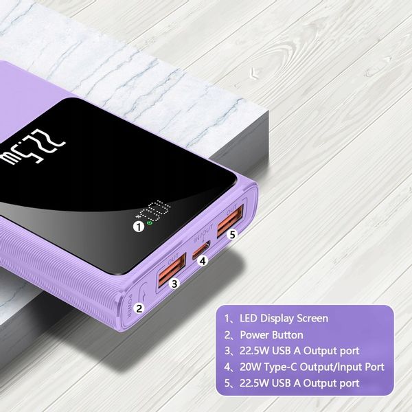 POWERBANK 10000MAH MOCNA SZYBKA ŁADOWARKA 22,5W 2XUSB A/USB-C WYŚWIETLACZ L zdjęcie 10