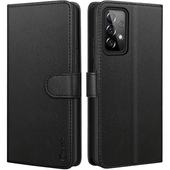 Etui Skórzane Portfel z Klapką do Samsung Galaxy A72 Czarny Futerał