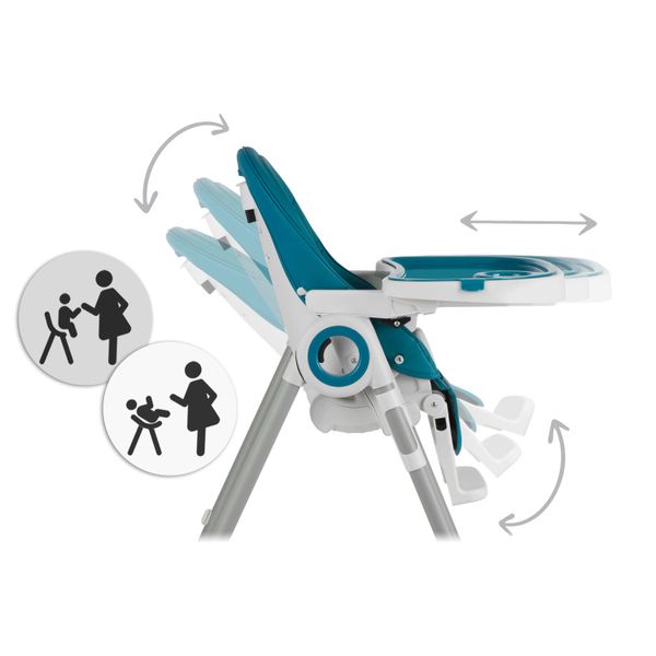 Krzesełko do karmienia ze stolikiem, leżaczek Belo ciemno niebieskie + pałąk z zabawkami zdjęcie 9