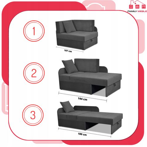 Narożnik dziecięcy Denis rozkładany pojemnik łóżko dla dzieci materac kubuś na Arena.pl