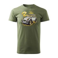 Koszulka z samochodem Citroen 2CV 2 CV Charleston dla pasjonatów amerykańskiej motoryzacji kolekcjonerska męska khaki REGULAR S