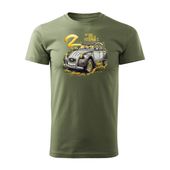 Koszulka z samochodem Citroen 2CV 2 CV Charleston dla pasjonatów amerykańskiej motoryzacji kolekcjonerska męska khaki REGULAR M
