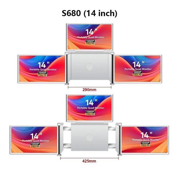 Monitory do laptopa Extralink Triple Screen S680 14" Full HD IPS zdjęcie 9