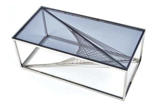 Stolik kawowy Infinity srebrny, szkło - na Arena.pl