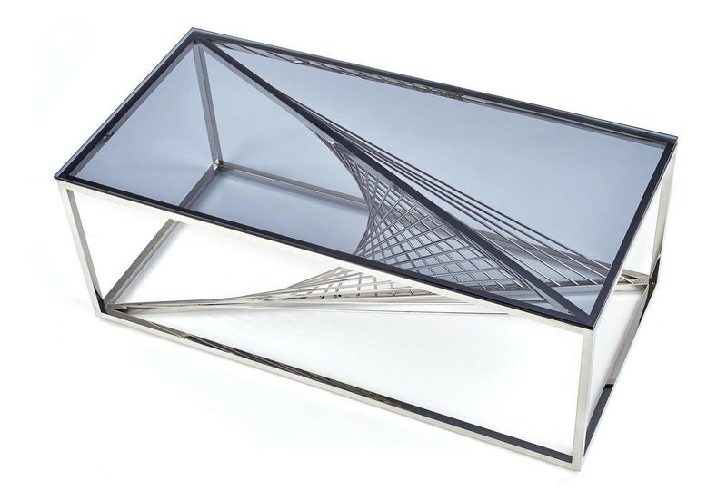 Stolik kawowy Infinity srebrny, szkło - zdjęcie 4