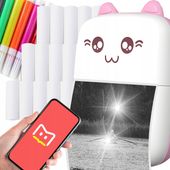 MINI DRUKARKA TERMICZNA KOT DRUKUŚ WIELOFUNKCYJNA RÓŻOWA NA PREZENT