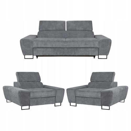 Zestaw mebli wypoczynkowych salonu Savio Sofa 2os fotele szare Family Meble na Arena.pl