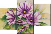 60 90CM OBRAZ 3 ELEM KWIATY ZIELENI ŚCIENNY DRUK PŁÓTNO