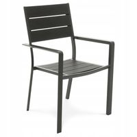 Krzesło ogrodowe lekkie aluminiowe krzesełko imitacja drewna polywood