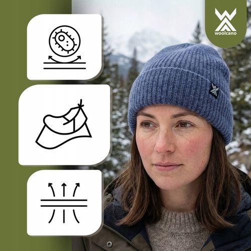 Czapka WOOLCANO MERINO 100% HAT0440 granatowy U na Arena.pl