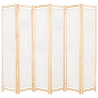 Parawan 6-panelowy, kremowy, 240 x 170 x 4 cm, tkanina