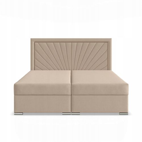 Łóżko Kontynentalne VICENZA BEŻOWE Podwójne Tapicerowane Pojemnik 160x200 na Arena.pl