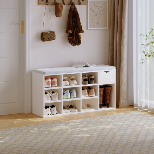 SZAFKA NA BUTY Z SIEDZISKIEM LOFT BIAŁA ŁAWKA PRZEDPOKÓJ NOWOCZESNA 100CM na Arena.pl