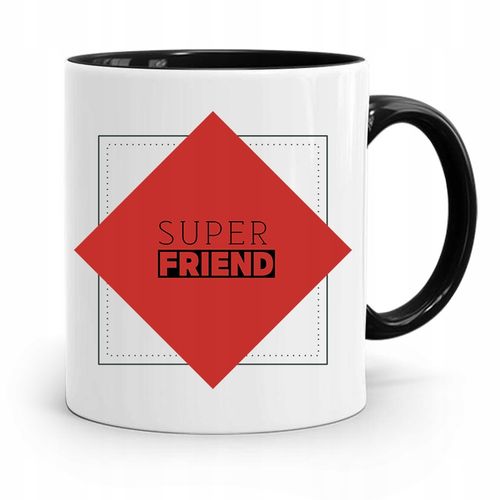 Kubek Czarny Dla Przyjaciela Super Friend Prezent Z Nadrukiem Ze Zdjęciem na Arena.pl