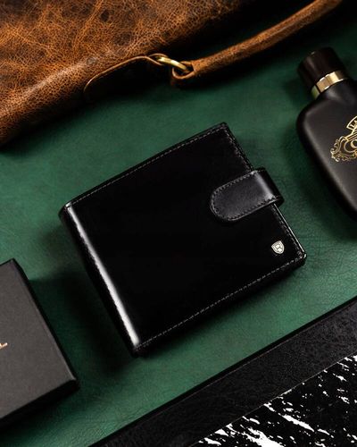 duży, skórzany portfel męski na zatrzask - rovicky na Arena.pl