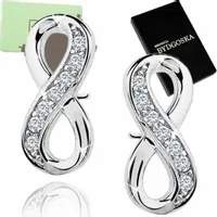 KOLCZYKI SREBRNE 925 RODOWANE NIESKOŃCZONOŚĆ, KOLCZYKI WYRKĘTKI SZTYFTY