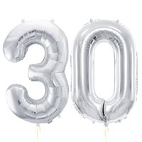Balony foliowe liczba 30 srebrny, 86 cm