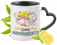 Kubek Czarny Z Uszkiem W Kształcie Serca Dla Małgorzaty Idealny Na Prezent