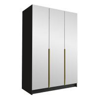 Szafa CALIA III 150 cm z lustrem-pojemna garderoba-CZARNY+ZŁOTY