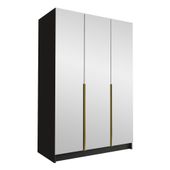Szafa CALIA III 150 cm z lustrem-pojemna garderoba-CZARNY+ZŁOTY