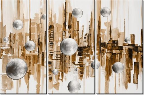 60 90CM OBRAZ 3 ELEM MIASTO ZE SNU BRĄZACH DRUK PŁÓTNO RAMA na Arena.pl