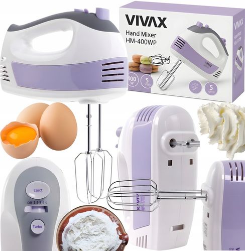 MIKSER RĘCZNY VIVAX TURBO 400W MIESZADŁA I TRZEPACZKI ZE STALI na Arena.pl