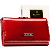 lakierowany portfel damski ze skóry naturalnej i ekologicznej w czerwonym