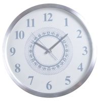 Zegar biało-srebrny z wzorem