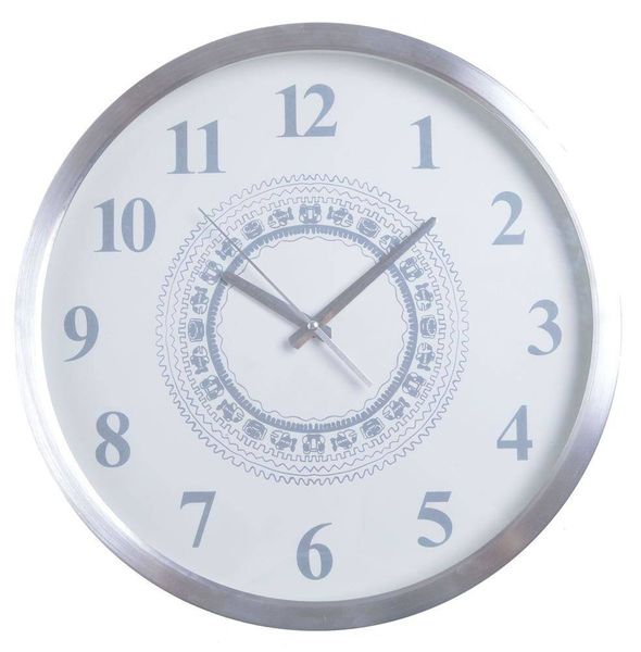 Zegar biało-srebrny z wzorem zdjęcie 1