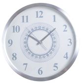 Zegar biało-srebrny z wzorem