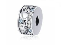 Rodowany srebrny charms do pandora planeta wśród gwiazd cyrkonie srebro 925 NEW122