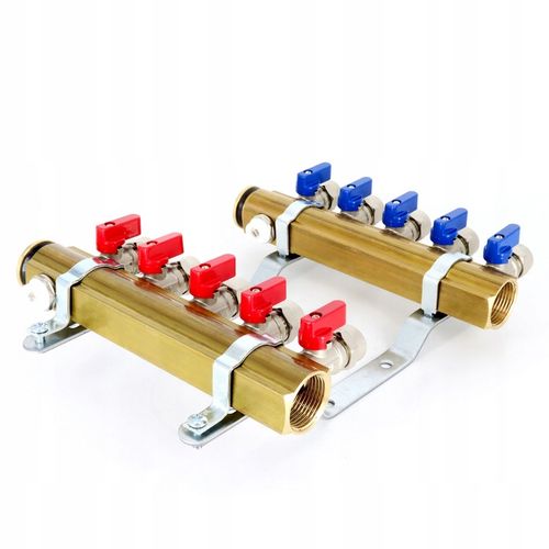 Rozdzielacz C.O. 5 obwodów zaworki PEX odpowietrzniki DO GRZEJNIKÓW na Arena.pl