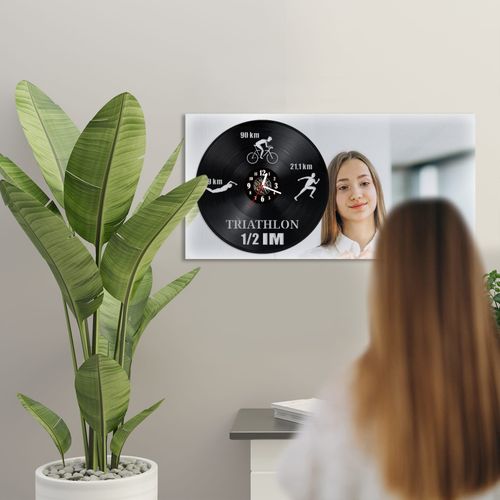 Zegar Ścienny z płyty winylowej na lustrze TRIATHLON-1 41 wzorów 59x29 cm na Arena.pl
