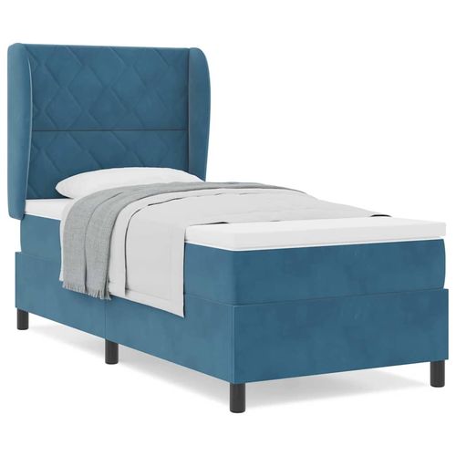 Łóżko sprężynowe z materacem granatowy 90 x 200 cm Aksamit na Arena.pl