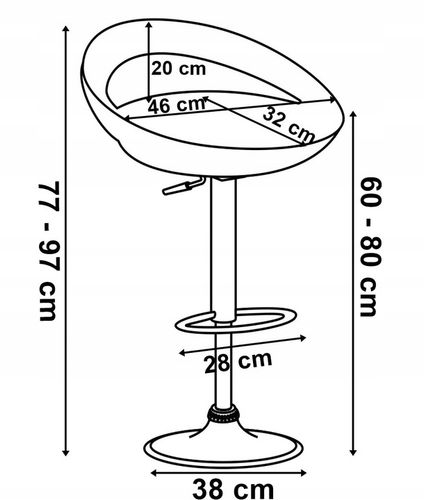 HOKER BAROWY STOŁEK OBROTOWY REGULOWANY CZARNY KRZESŁO BAROWE OBROTOWE na Arena.pl
