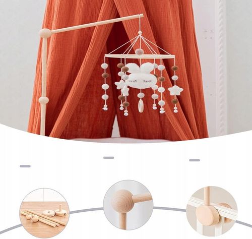 Ruchomy drewniany uchwyt do łóżeczka dziecięcego do karuzeli naturalny na Arena.pl