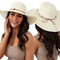 KAPELUSZ DAMSKI BUCKET SŁOMKOWY HAT LETNI DUŻY KOBIECY WYGODNY PLAŻOWY KOL