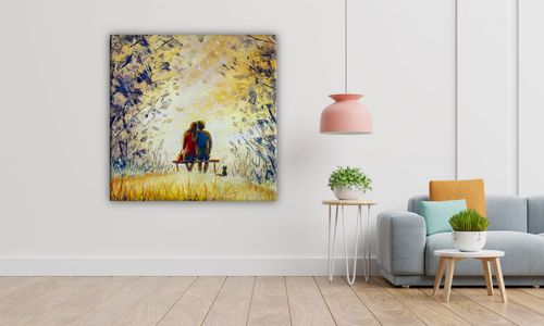 OBRAZ NA PŁÓTNIE 115 Zakochani 70x70cm na Arena.pl