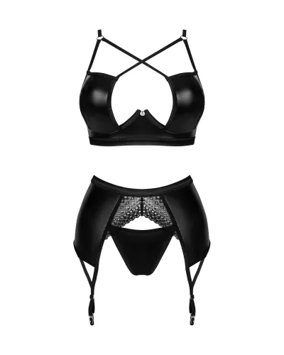 obsessive norides xl/2xl - komplet 3-częściowy wet look, czarny na Arena.pl