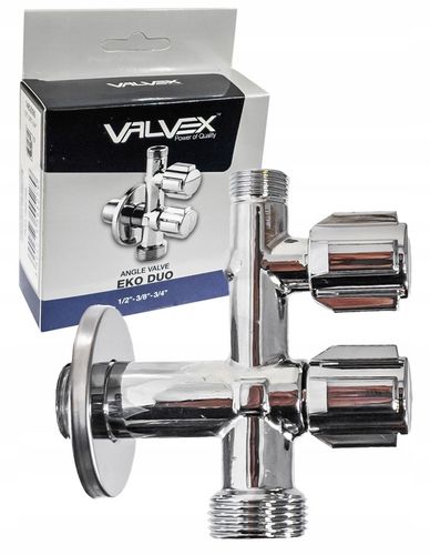 ZAWÓR KUREK KOMBI KOMBINOWANY KĄTOWY 1/2x3/8x3/4 DO BATERII PRALKI ZMYWARKI na Arena.pl