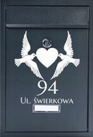 Skrzynka na listy pocztowa Z ADRESEM NUMER DOMU NADRUK UV personalizacja
